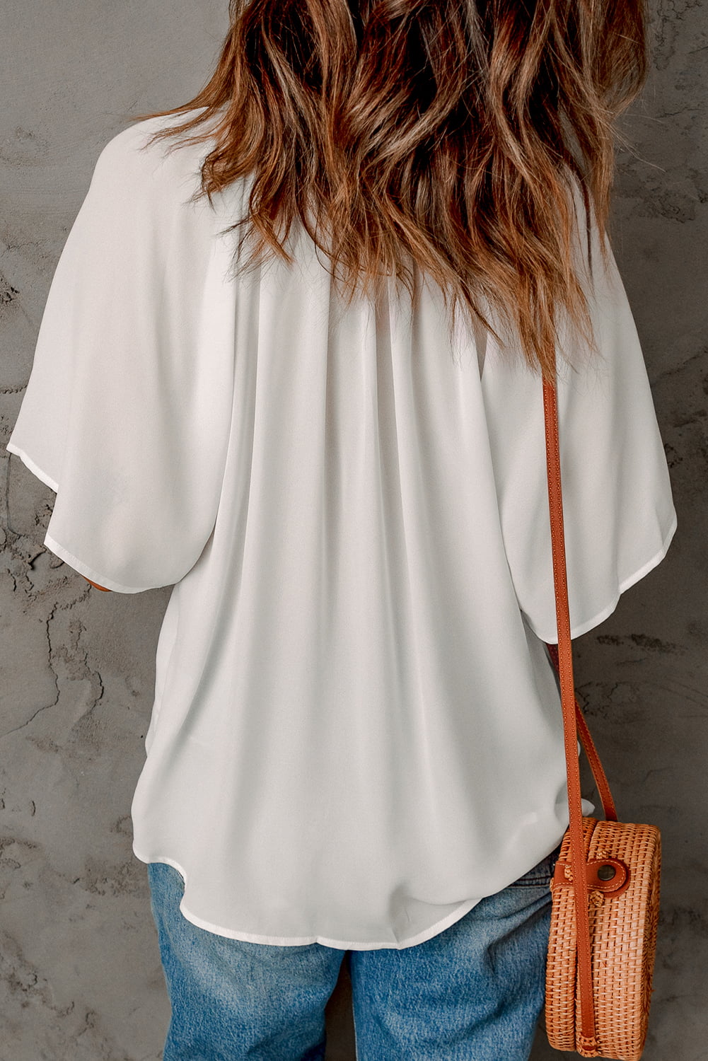 Gathered Detail Notched Neck Flutter Sleeve Top - More Colors! - In Style Chics Boutique LLC