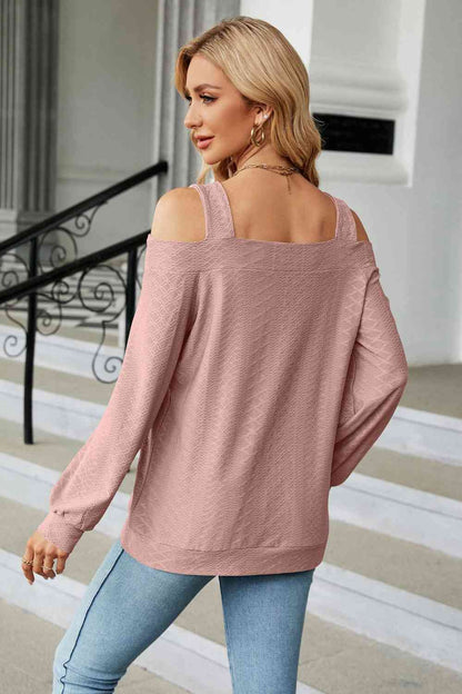 Cold Shoulder Square Neck Cutout Blouse - More Colors! - In Style Chics Boutique LLC