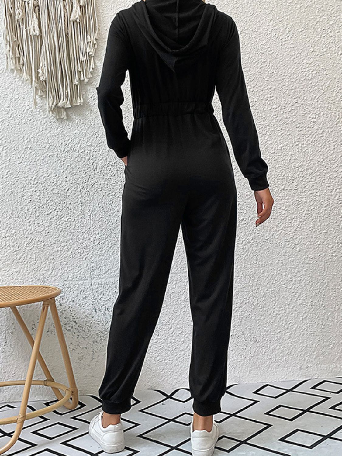 Zip Up Elastic Waist Hooded Jogger Jumpsuit - In Style Chics Boutique LLC