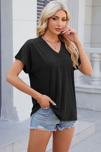 V-Neck Short Sleeve T-Shirt - More Colors! - In Style Chics Boutique LLC