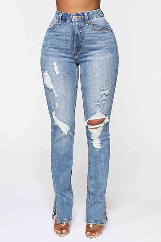 Distressed Slit Jeans - In Style Chics Boutique LLC