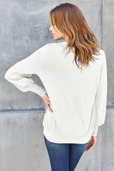 Basic Bae Full Size V-Neck Lantern Sleeve Blouse - More Colors! - In Style Chics Boutique LLC