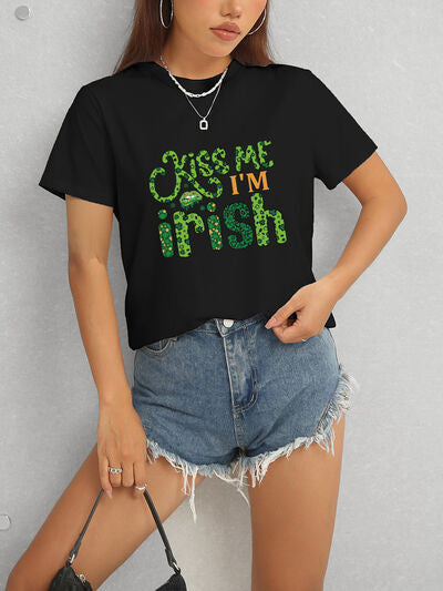 KISS ME I'M IRISH Round Neck T-Shirt - In Style Chics Boutique LLC