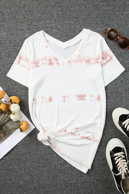 Tie-Dye V-Neck Short Sleeve T-Shirt - In Style Chics Boutique LLC