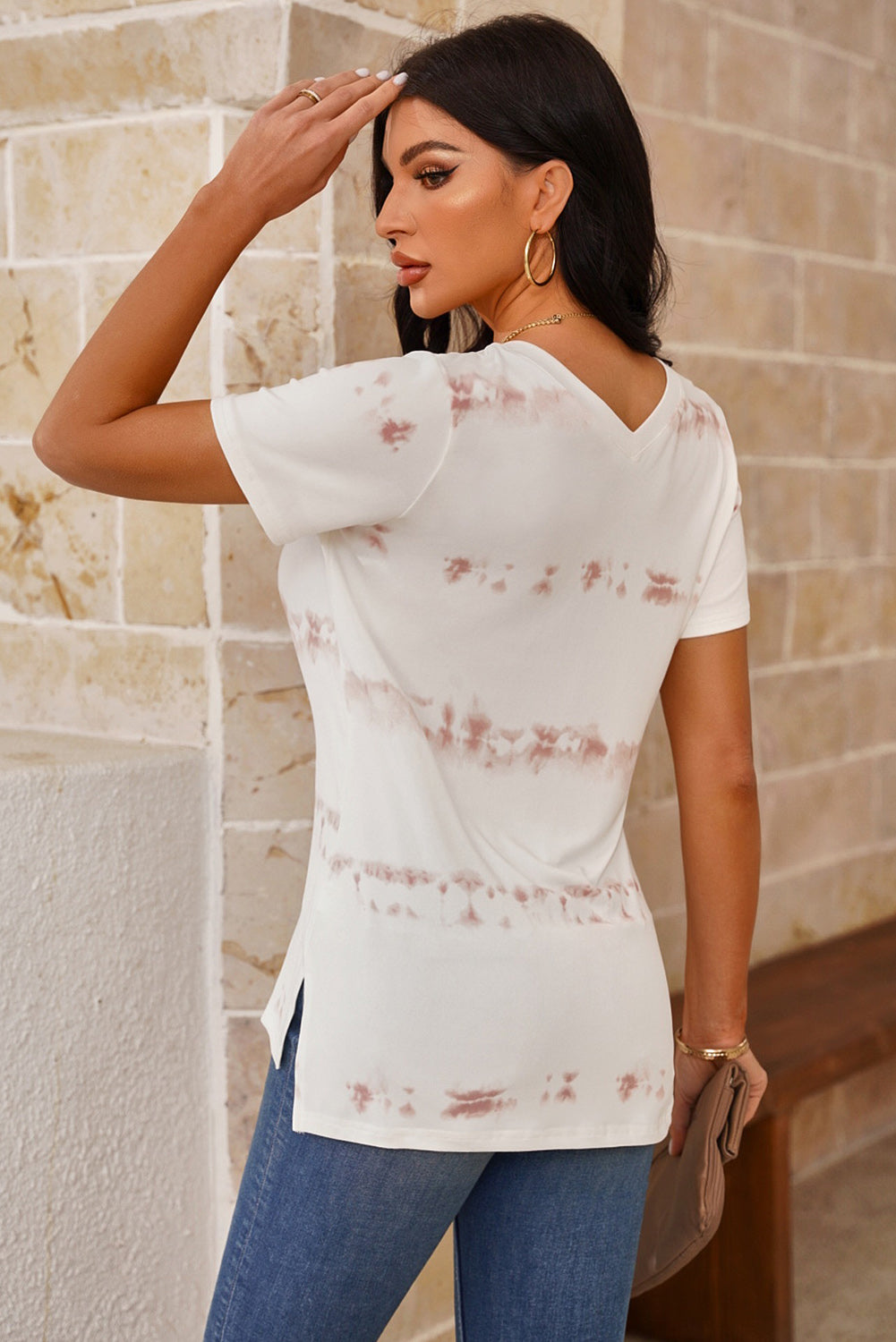 Tie-Dye V-Neck Short Sleeve T-Shirt - In Style Chics Boutique LLC