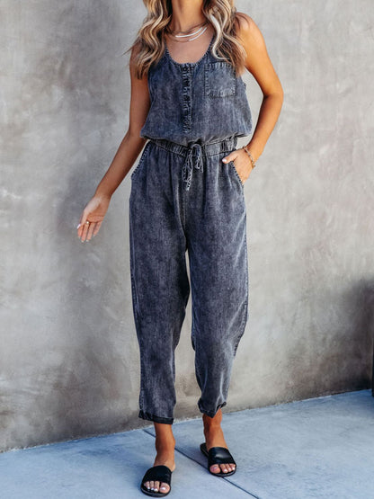 Drawstring Waist Sleeveless Jumpsuit - More Colors! - In Style Chics Boutique LLC