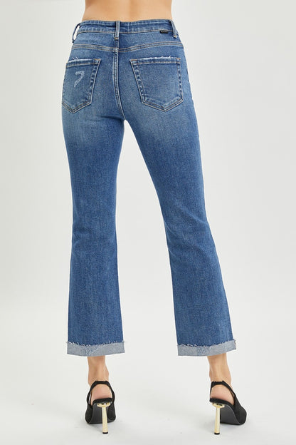 RISEN Full Size Button Fly Cropped Bootcut Jeans - In Style Chics Boutique LLC