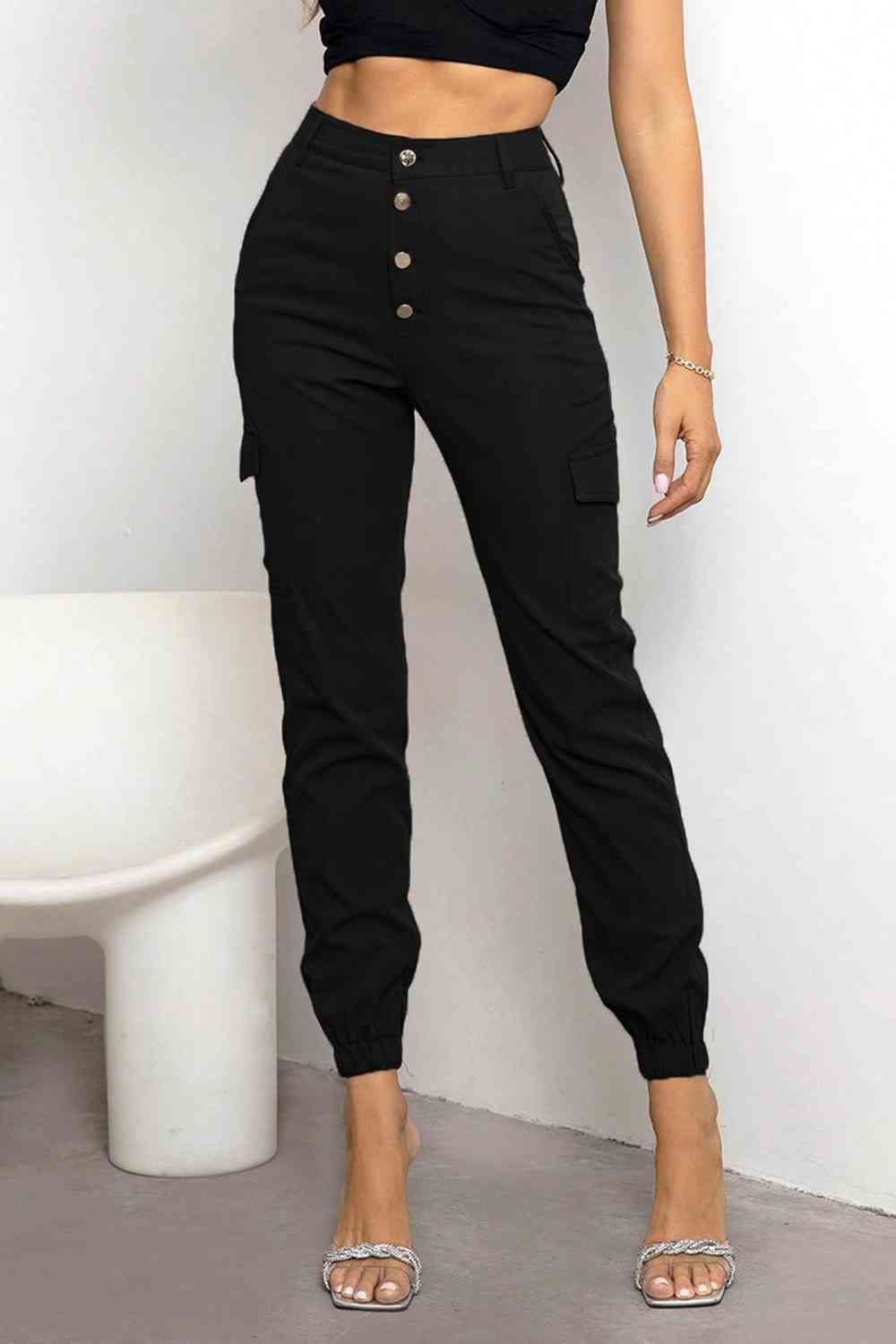 Button Fly Cargo Pants - Black or Tan - In Style Chics Boutique