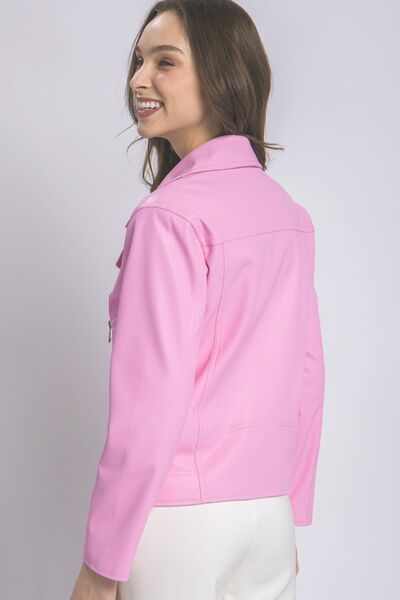 LOVE TREE Collared Neck Zip Up Jacket - In Style Chics Boutique LLC