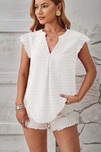 Swiss Dot Ruffled Cap Sleeve T-Shirt - More Color Options - In Style Chics Boutique LLC