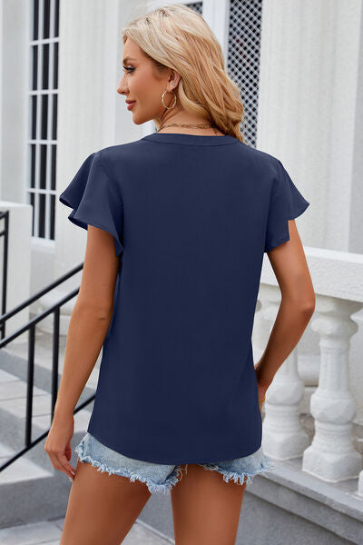 Notched Cap Sleeve T-Shirt - More Colors! - In Style Chics Boutique LLC