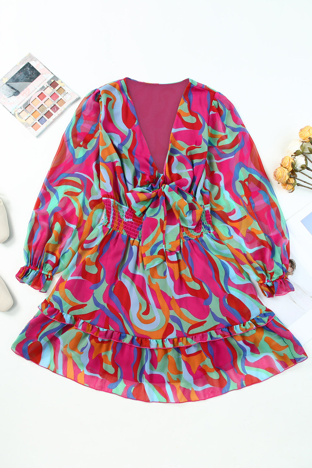 Printed Flounce Sleeve Mini Dress - In Style Chics Boutique LLC