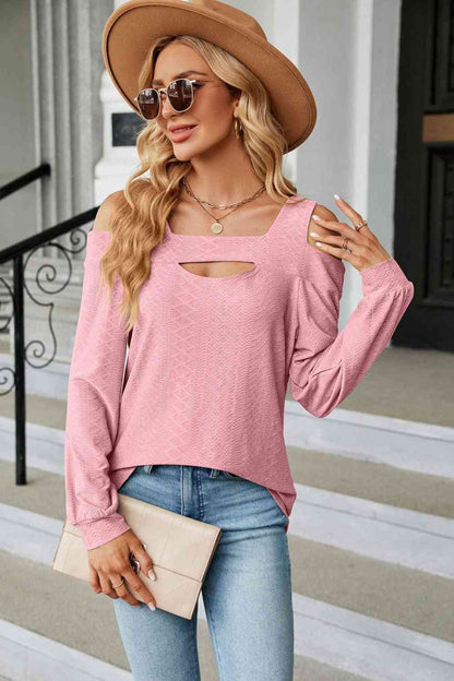 Cold Shoulder Square Neck Cutout Blouse - More Colors! - In Style Chics Boutique LLC