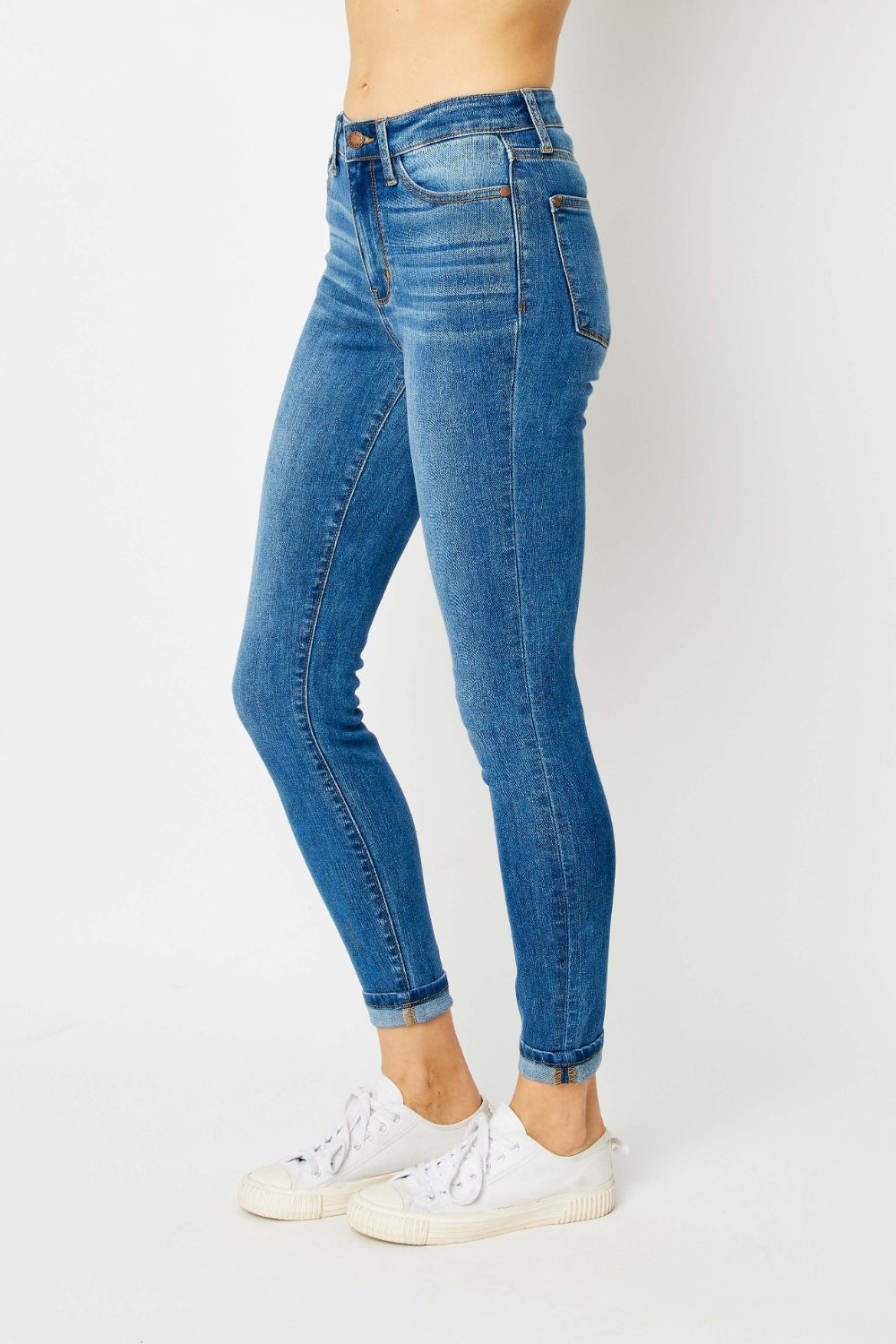 Judy Blue Full Size Cuffed Hem Skinny Jeans - In Style Chics Boutique LLC