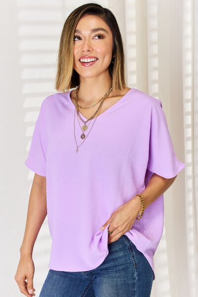 Zenana Texture Short Sleeve T-Shirt - In Style Chics Boutique LLC