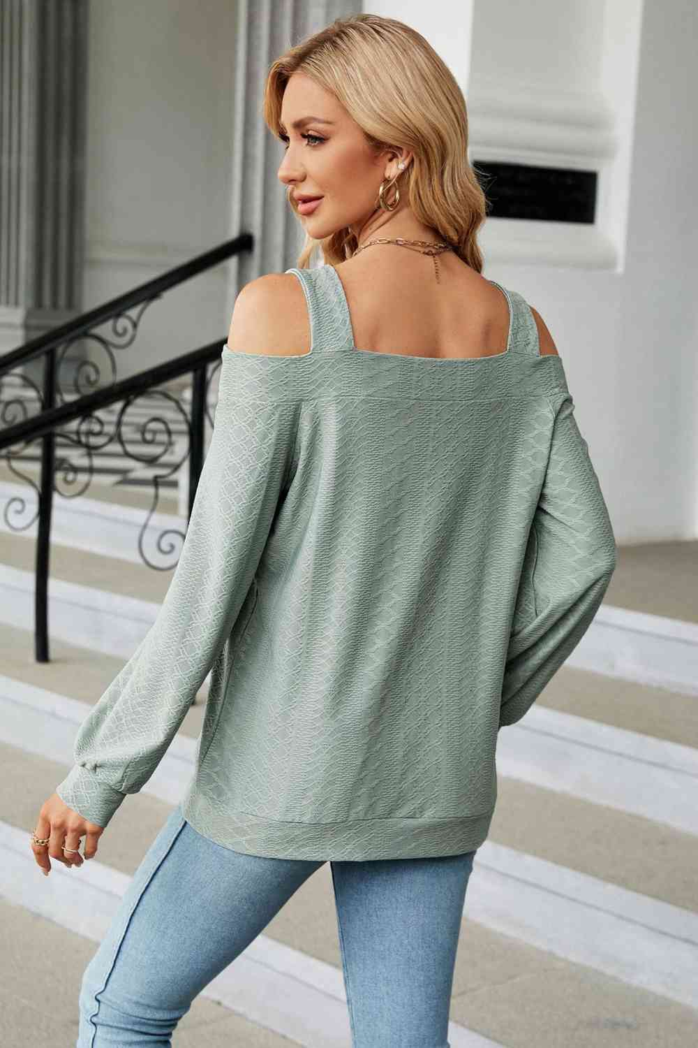 Cold Shoulder Square Neck Cutout Blouse - More Colors! - In Style Chics Boutique LLC