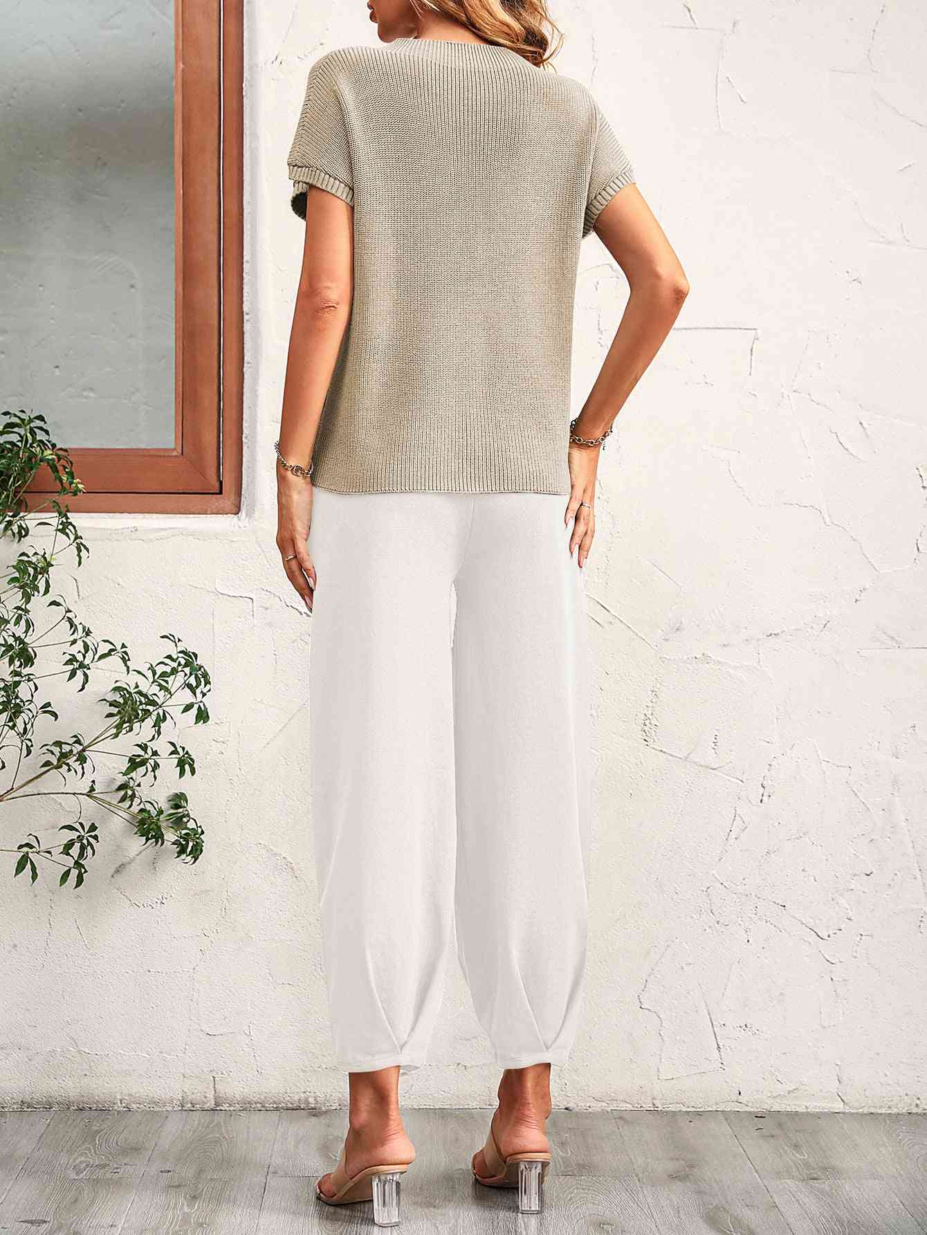 Round Neck Raglan Sleeve Tee and Long Pants Set - More Colors! - In Style Chics Boutique LLC