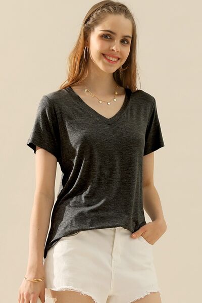 Ninexis Full Size V-Neck Short Sleeve T-Shirt - More Colors! - In Style Chics Boutique LLC