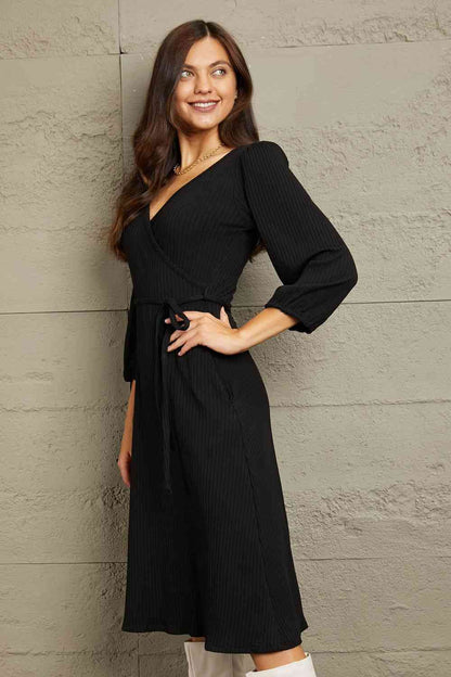 Culture Code Full Size Surplice Flare Ruching Dress - In Style Chics Boutique LLC