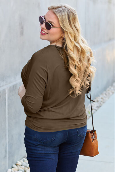 Basic Bae Full Size Round Neck Batwing Sleeve Blouse - More Colors! - In Style Chics Boutique LLC