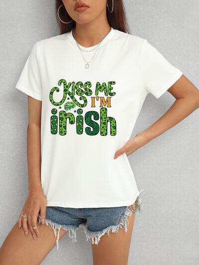 KISS ME I'M IRISH Round Neck T-Shirt - In Style Chics Boutique LLC