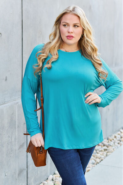 Basic Bae Full Size Round Neck Dropped Shoulder T-Shirt - More Colors! - In Style Chics Boutique LLC