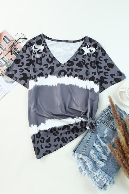 Leopard V-Neck Tee Shirt - In Style Chics Boutique LLC