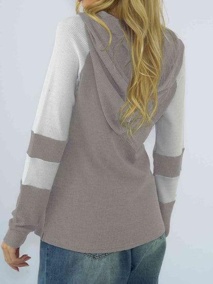 Quarter-Zip Waffle-Knit Hoodie - In Style Chics Boutique LLC