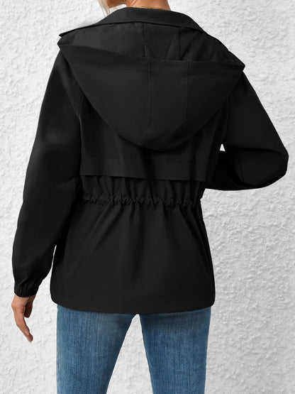 Drawstring Zip Up Hooded Jacket More Colors! - In Style Chics Boutique LLC