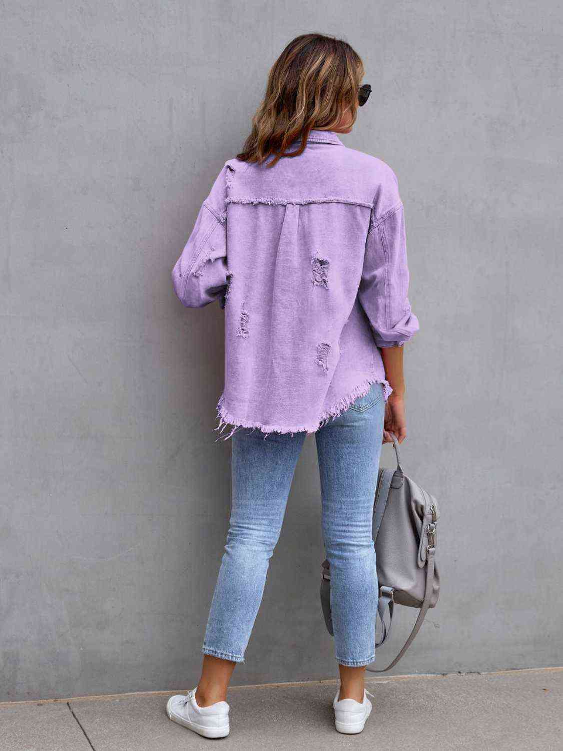 Distressed Drop Shoulder Denim Jacket - More Colors! - In Style Chics Boutique LLC