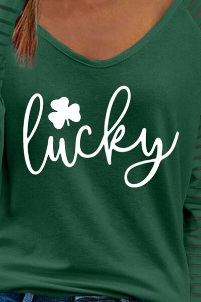 LUCKY V-Neck Raglan Sleeve Blouse - In Style Chics Boutique LLC