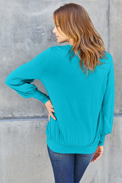 Basic Bae Full Size V-Neck Lantern Sleeve Blouse - More Colors! - In Style Chics Boutique LLC