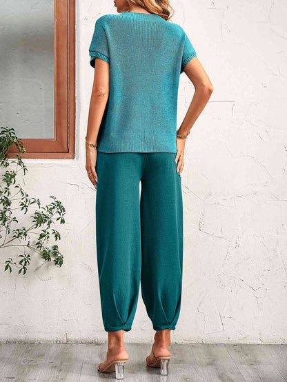 Round Neck Raglan Sleeve Tee and Long Pants Set - More Colors! - In Style Chics Boutique LLC