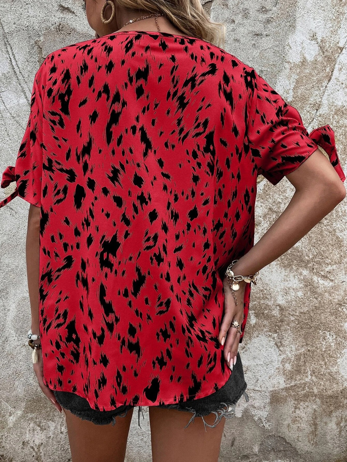 Tied Printed Boat Neck Blouse More Colors! - In Style Chics Boutique LLC