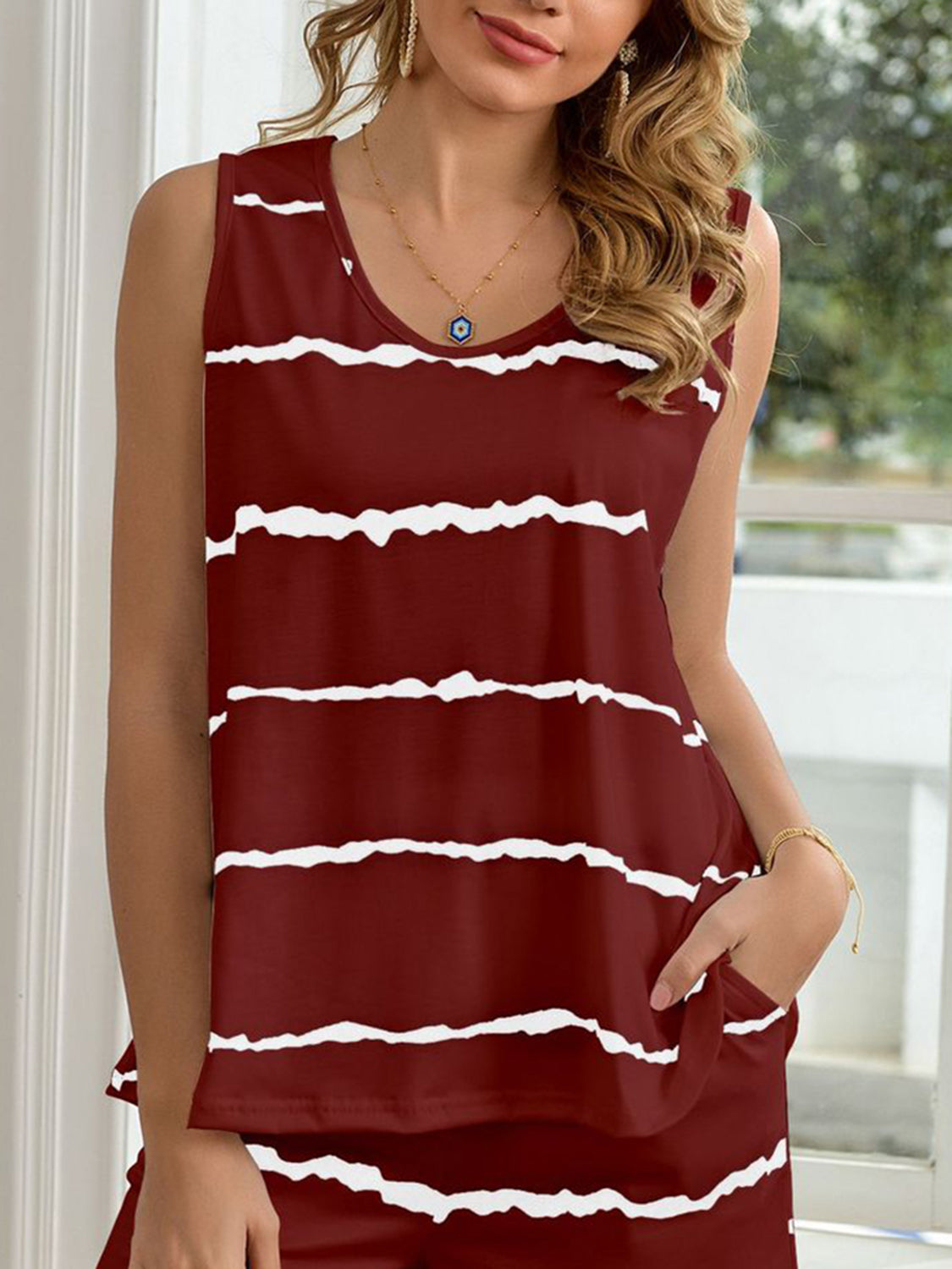 Striped Round Neck Tank and Shorts Lounge Set - More Colors! - In Style Chics Boutique LLC