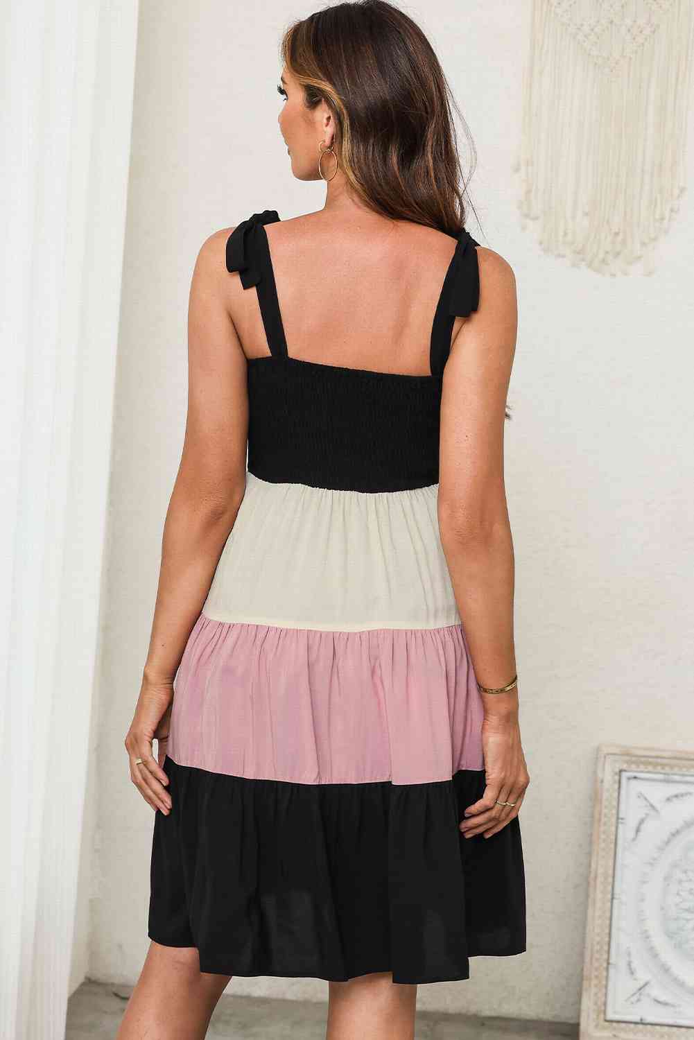 Color Block Tie Shoulder Tiered Dress - Also in Moonlit Mauve - In Style Chics Boutique LLC