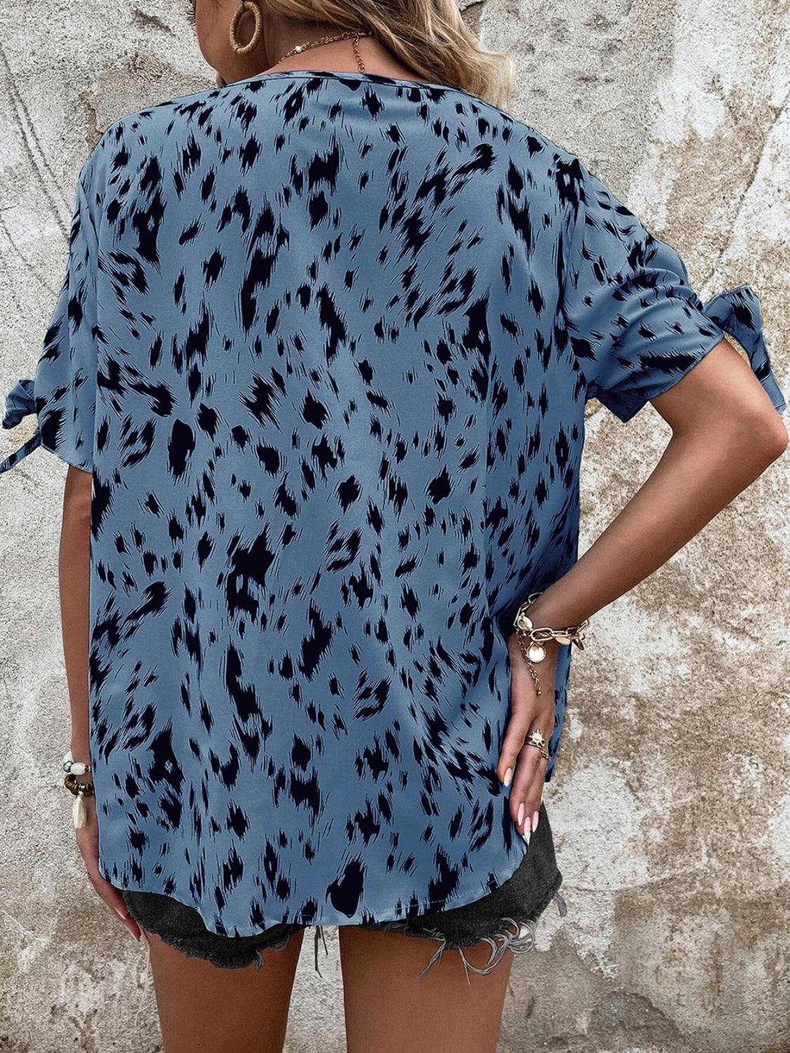 Tied Printed Boat Neck Blouse More Colors! - In Style Chics Boutique LLC