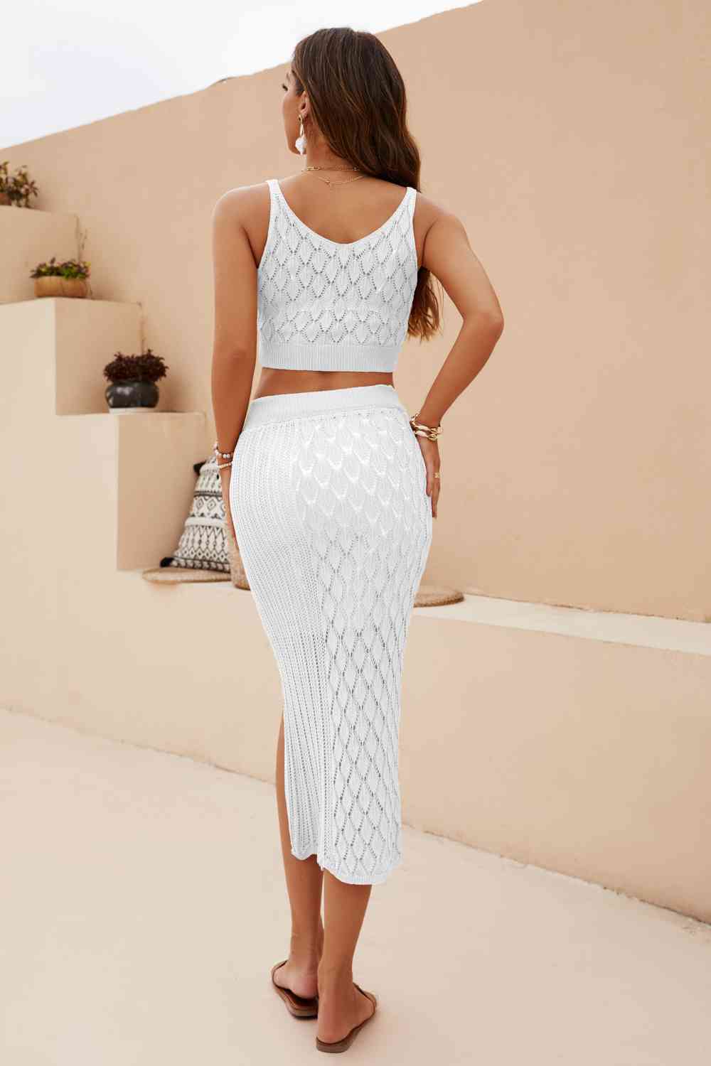 Openwork Cropped Tank and Split Skirt Set - More Colors! - In Style Chics Boutique LLC