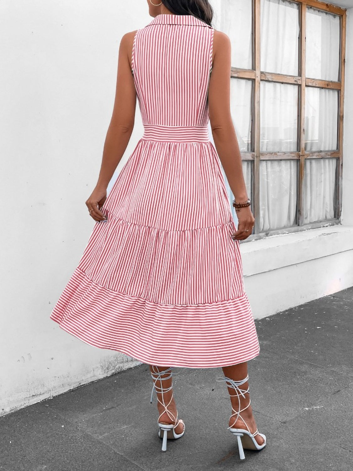 Striped Johnny Collar Sleeveless Midi Dress - More Colors! - In Style Chics Boutique LLC