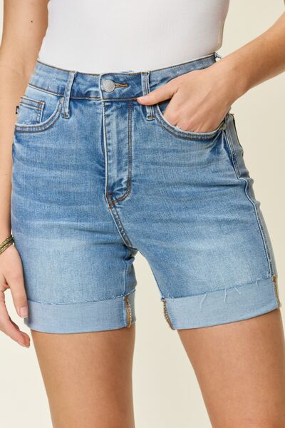 Judy Blue Full Size Tummy Control High Waist Denim Shorts - In Style Chics Boutique LLC