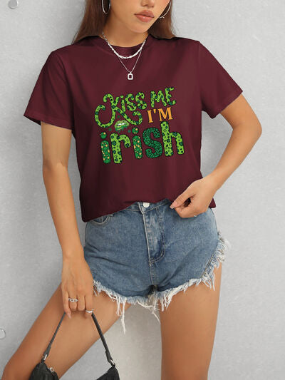 KISS ME I'M IRISH Round Neck T-Shirt - In Style Chics Boutique LLC