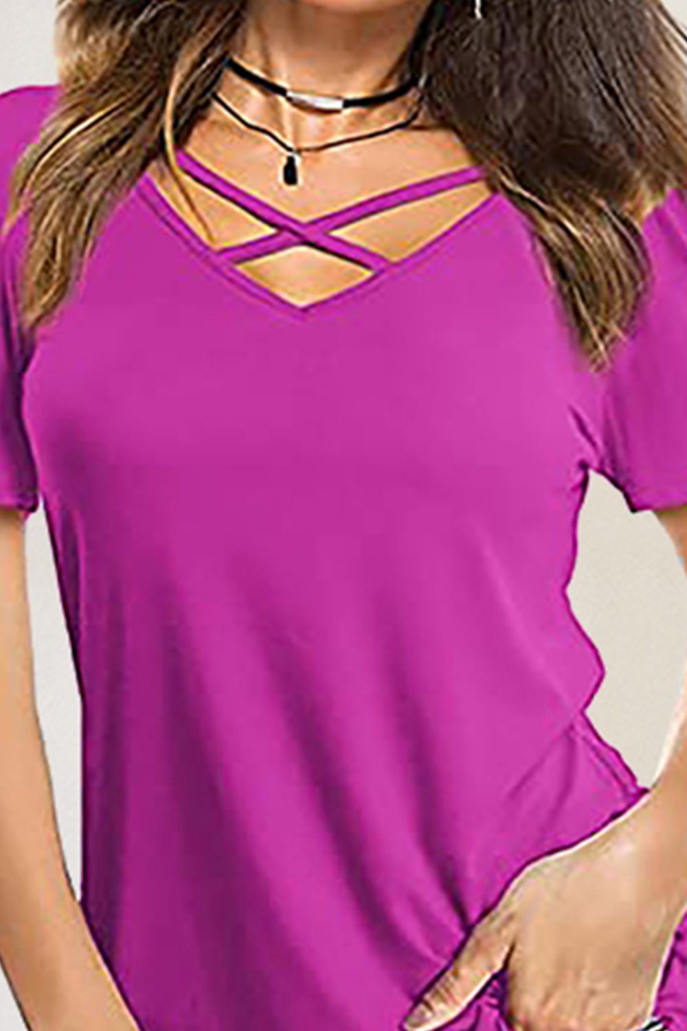 Crisscross Short Sleeve T-Shirt More Colors! - In Style Chics Boutique LLC