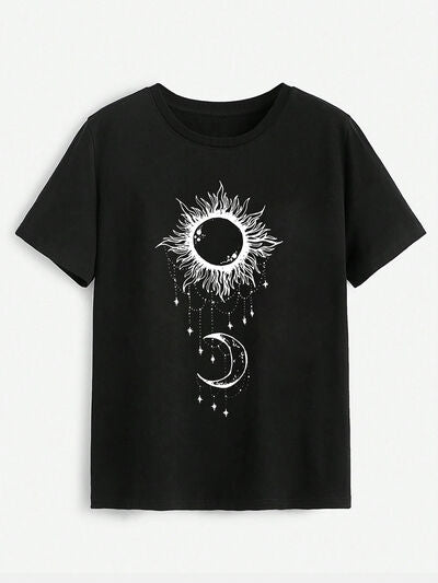 Sun & Moon Graphic Round Neck T-Shirt - In Style Chics Boutique LLC