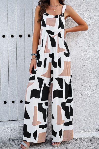 Printed Wide Strap Jumpsuit with Pockets - More Colors! - In Style Chics Boutique LLC