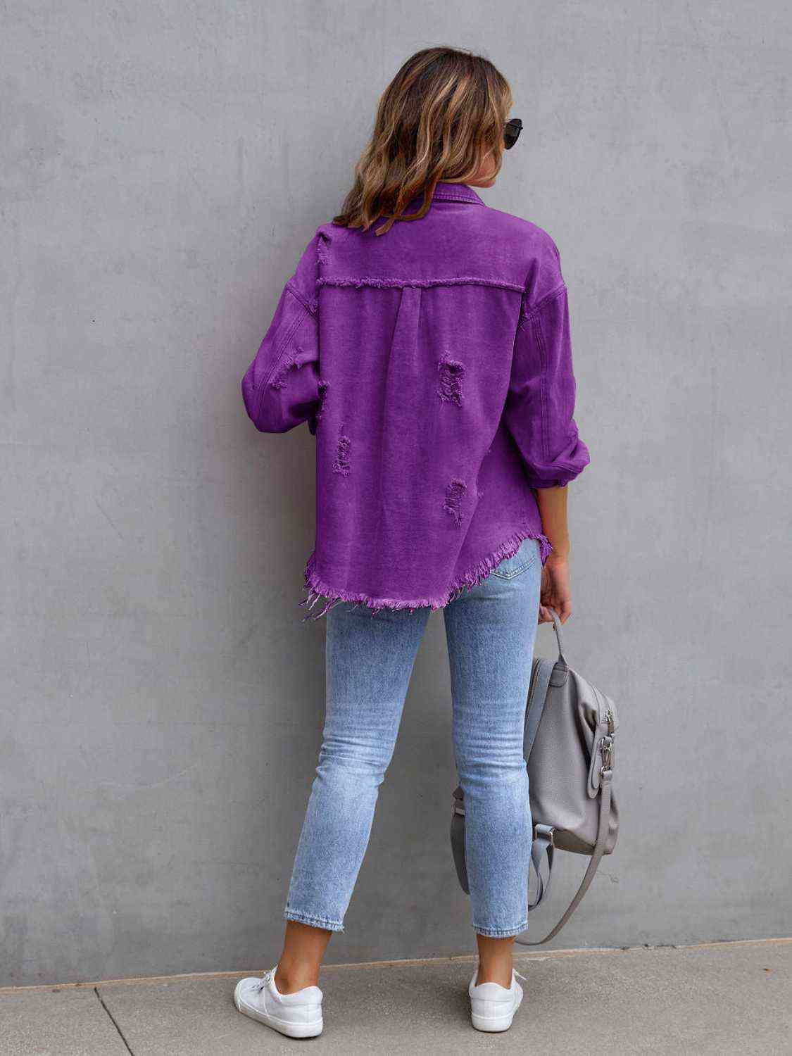 Distressed Drop Shoulder Denim Jacket - More Colors! - In Style Chics Boutique LLC