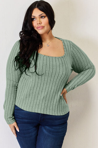 Basic Bae Full Size Ribbed Long Sleeve T-Shirt - More Colors! - In Style Chics Boutique LLC