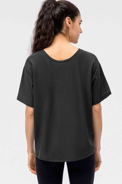 Round Neck Short Sleeve Active Tee Charcoal or Black - In Style Chics Boutique LLC