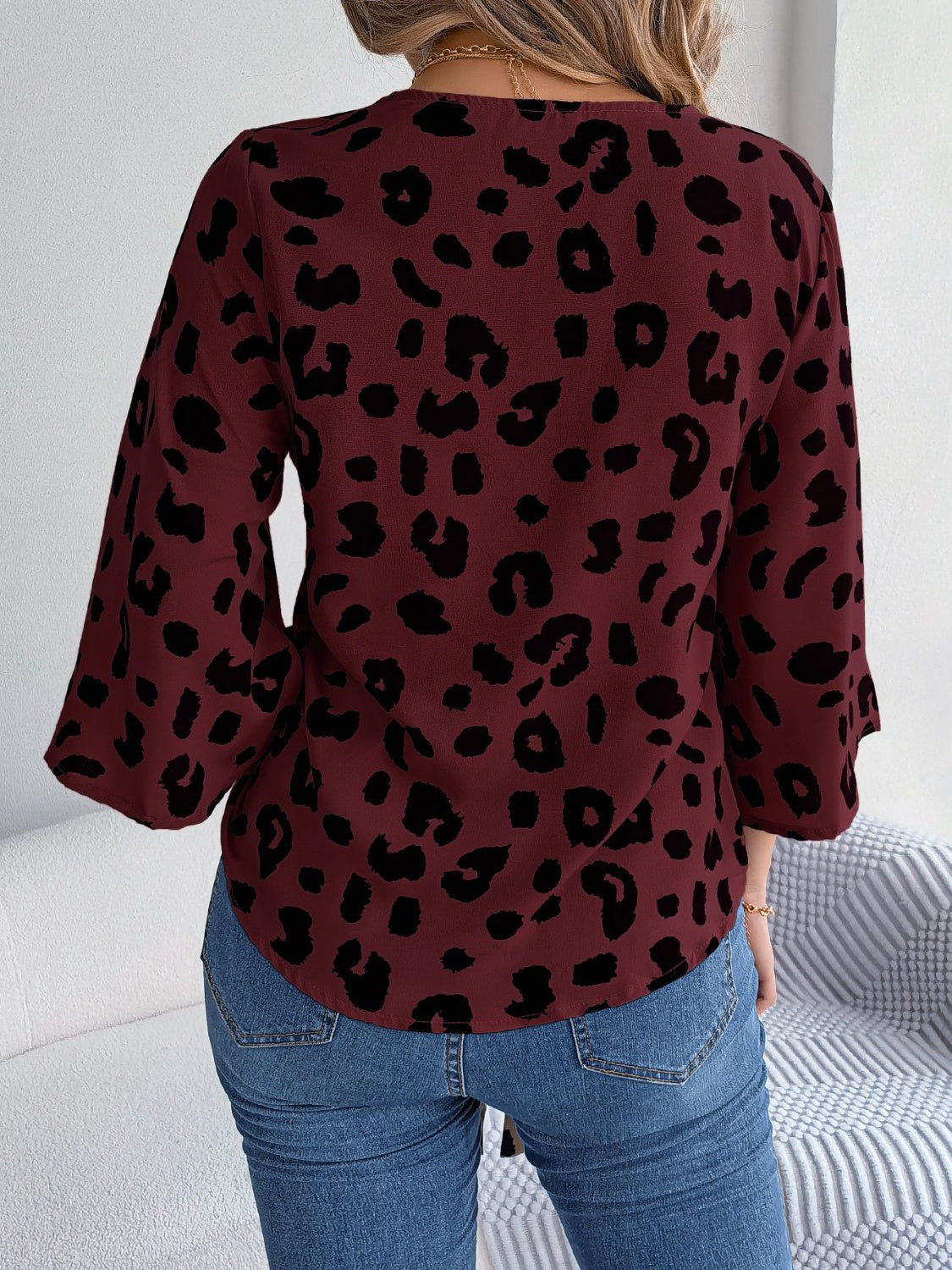 Tied Button Up Leopard V-Neck Blouse - More Colors! - In Style Chics Boutique LLC