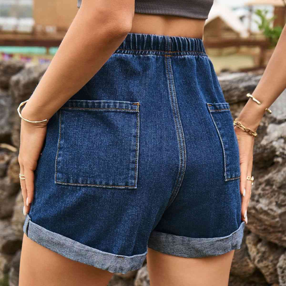 Drawstring High Waist Denim Shorts with Pockets - More Colors! - In Style Chics Boutique LLC