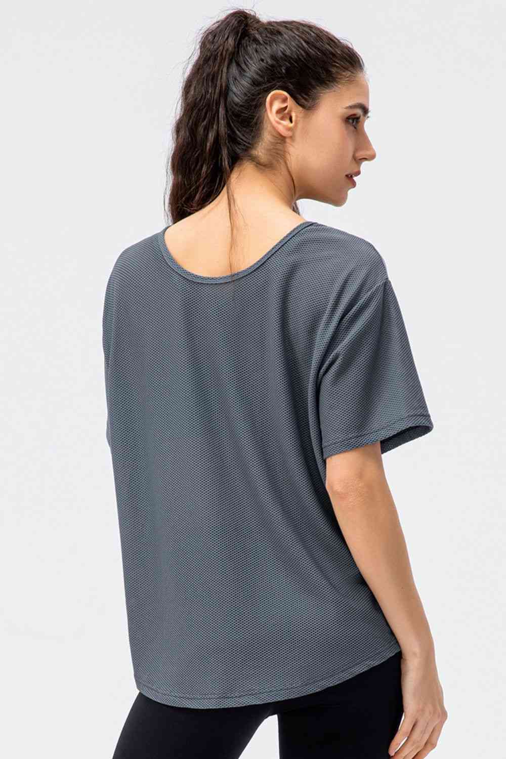 Round Neck Short Sleeve Active Tee Charcoal or Black - In Style Chics Boutique LLC